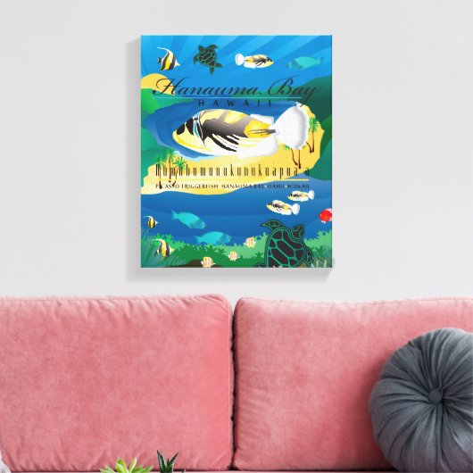 Hanauma Bay Hawaï - Humuhumunukunukuapua'a Canvas Afdruk (Insitu (Woonkamer))