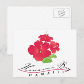 Hanauma Bay Hawaii - Red Hibiscus Flower Briefkaart (Voorkant / Achterkant)