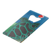 Hanauma Bay Hawaii Turtle Creditkaart Flessenopener (Voorkant Gekanteld)