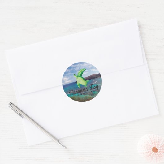 Hanauma Bay Hawaii Turtle Ronde Sticker (Envelop)
