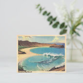 Hanauma Bay Hawaii Vintage Reizen Briefkaart (Staand voorkant)