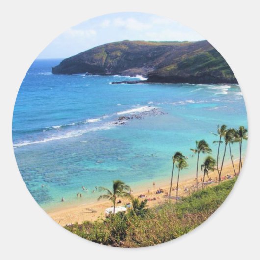 Hanauma Bay, Honolulu, Oahu, Uitzicht Hawaii Ronde Sticker (Voorkant)