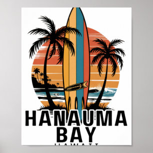 Hanauma Y Hawaï surfen surfer Poster