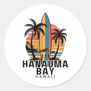 Hanauma Y Hawaï surfen surfer Ronde Sticker