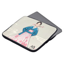 Hanbok Vrouw met Blauwe Top en Cherry Blossom Moti