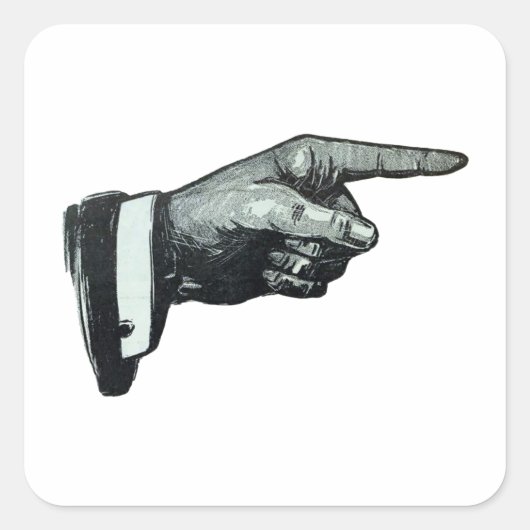  hand aanwijzen vierkante sticker (Voorkant)
