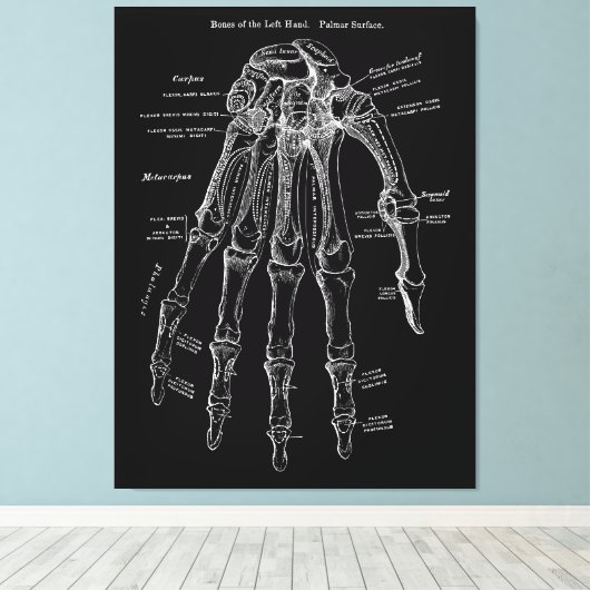Hand Anatomie Grote Canvas Muur Art 36x48" Afdruk (Insitu (Houten vloer))