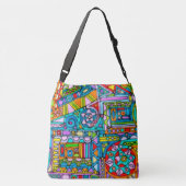 Hand And Digitally Painted Pattern Art 53 Crossbody Tas (Achterkant)
