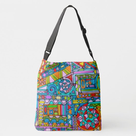 Hand And Digitally Painted Pattern Art 53 Crossbody Tas (Achterkant)