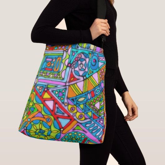 Hand And Digitally Painted Pattern Art 53 Crossbody Tas (Dichtbij)