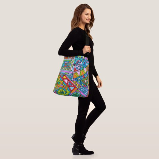 Hand And Digitally Painted Pattern Art 53 Crossbody Tas (Op model)