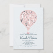 Hand beletterd roze heteluchtballon Vrijgezellenfe Kaart (Voorkant)