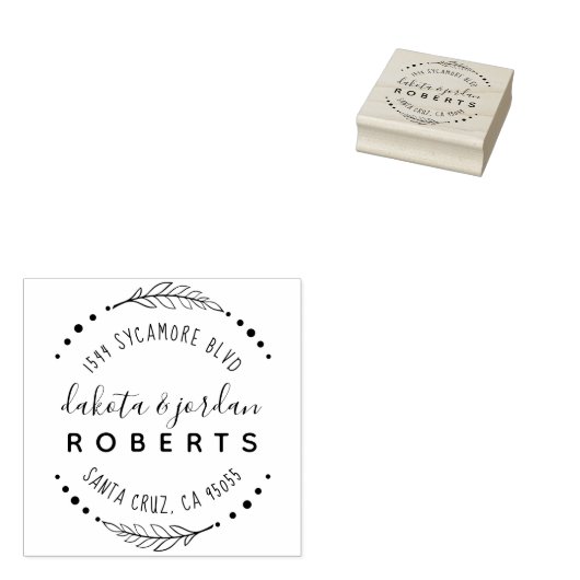 Hand beletterd rustiek paar retour adres rubberstempel (Gestempeld)