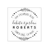 Hand beletterd rustiek paar retour adres rubberstempel (Afrduk)