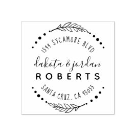 Hand beletterd rustiek paar retour adres rubberstempel
