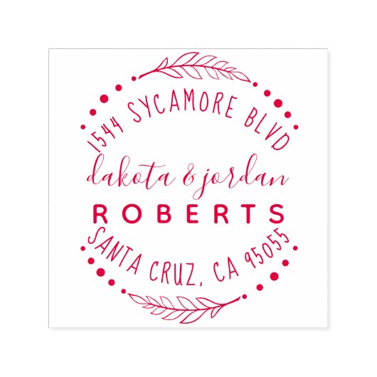 Hand beletterd rustiek paar retour adres zelfinktende stempel (Design)