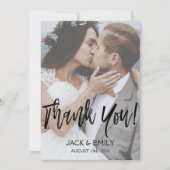 Hand beletterd script bruiloft dank u fotokaart bedankkaart (Voorkant)