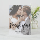 Hand beletterd script bruiloft dank u fotokaart bedankkaart (Staand voorkant)