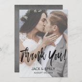 Hand beletterd script bruiloft dank u fotokaart bedankkaart (Voorkant / Achterkant)