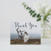 Hand beletterd script bruiloft dank u fotokaart briefkaart (Staand voorkant)