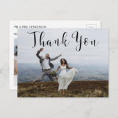 Hand beletterd script bruiloft dank u fotokaart briefkaart (Voorkant / Achterkant)