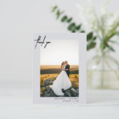 Hand-beletterde eenvoudige foto grijs dank u briefkaart (Staand voorkant)