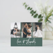 Hand-beletterde foto collage bos groen dank u briefkaart (Staand voorkant)