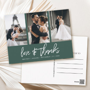 Hand-beletterde foto collage bos groen dank u briefkaart