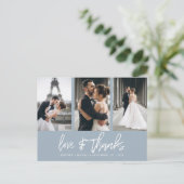 Hand-beletterde fotocollage Dusty Blue Dank u Briefkaart (Staand voorkant)