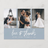 Hand-beletterde fotocollage Dusty Blue Dank u Briefkaart (Voorkant)