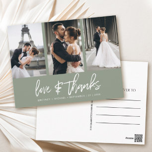Hand-beletterde fotocollage Sage dank u Briefkaart