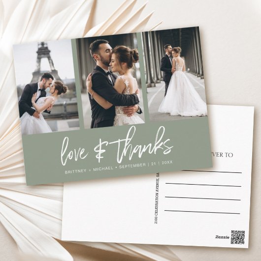 Hand-beletterde fotocollage Sage dank u Briefkaart
