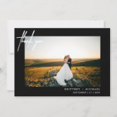 Hand-beletterde moderne foto dank u zwart bedankkaart (Voorkant)