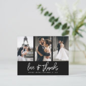 Hand-beletterde moderne fotocollage zwart dank u briefkaart (Staand voorkant)