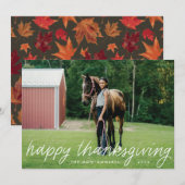  hand beletterde Thanksgiving vakantiefoto Feestdagenkaart (Voorkant / Achterkant)