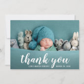 Hand belettering Dank u geboorte aankondiging kaar (Voorkant)