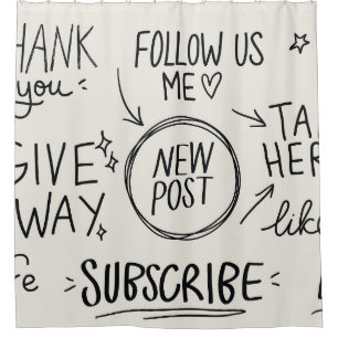 Hand belettering: doedelset. douchegordijn