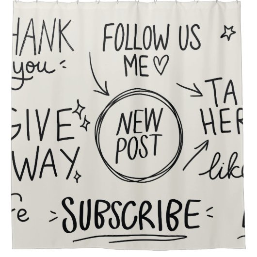Hand belettering:  doedelset. douchegordijn (Voorkant)
