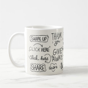 Hand belettering: doedelset. koffiemok