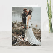 Hand belettering foto bruiloft gevouwen dank u kaa bedankkaart (Voorkant)