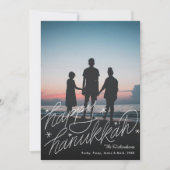 Hand-belettering Happy Chanoeka Foto Feestdagenkaart (Voorkant)