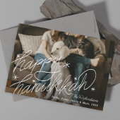 Hand-belettering Happy Chanoeka Foto Feestdagenkaart