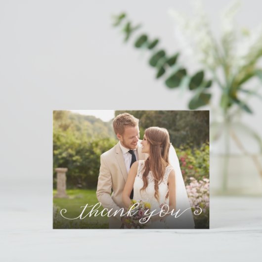 Hand belettering horizontale bruiloft foto Dank u Briefkaart (Staand voorkant)