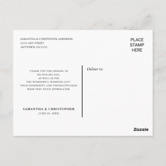 Hand belettering horizontale bruiloft foto Dank u Briefkaart (Achterkant)