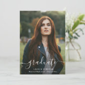 Hand belettering script foto afstudeerfeest kaart (Staand voorkant)