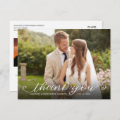 Hand belettering twee foto bruiloft dank u briefkaart (Voorkant / Achterkant)