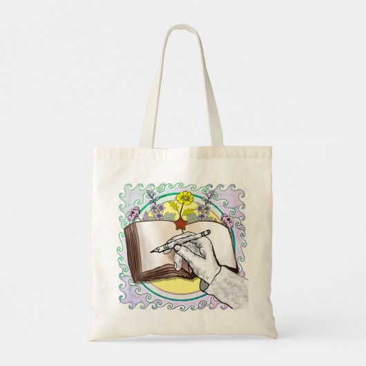 Hand Bloemen boek Tote Bag (Achterkant)