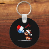 Hand Boop Christmas Highland Cow Santa Farmer Anim Sleutelhanger (Voorkant)