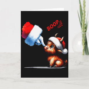 Hand Boop Kerstmis Hoogland Koe Santa Boer Anim Kaart
