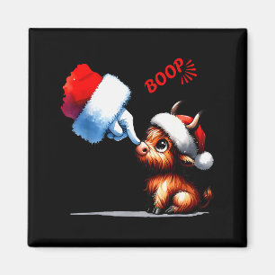 Hand Boop Kerstmis Hoogland Koe Santa Boer Anim Magneet